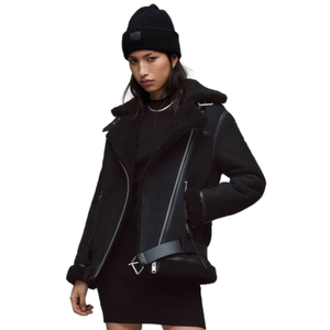 All Saints Black Shearling Coat